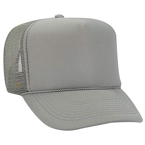 OTTO Polyester Foam Front 5 Panel High Crown Mesh Back Trucker Hat - color: Gray