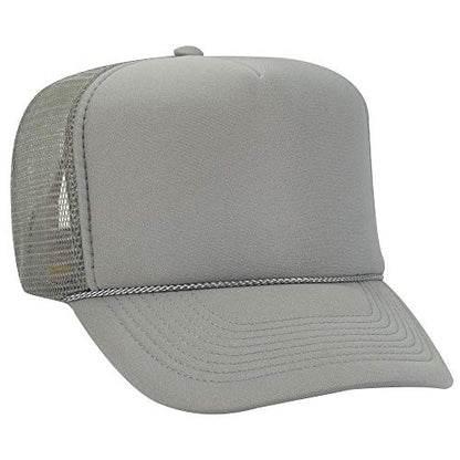 OTTO Polyester Foam Front 5 Panel High Crown Mesh Back Trucker Hat - color: Gray