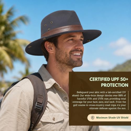 TOP-EX Aussie Safari Sun Hat for Men & Women, UPF 50+ Wide Brim, M-XXL Fit - color: Charcoal Gray, size: Large