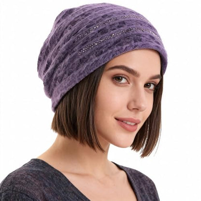 Crochet Slouchy Beanie Hat Turbans Headware for Women - color: Bea18 - Purple