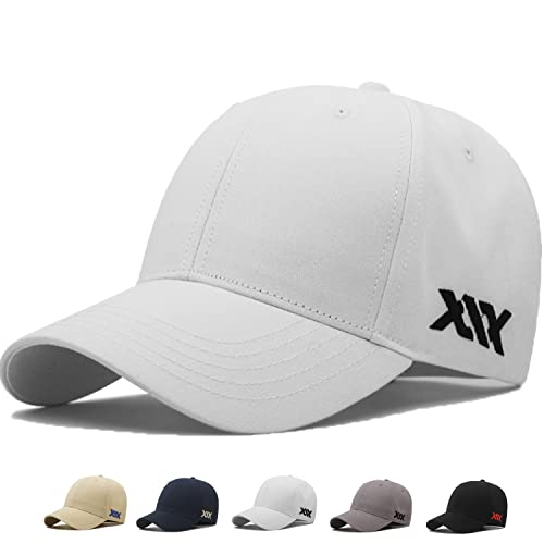 XXL Baseball Cap for Big Heads 23.6"-26.8" Adjustable Cotton Dad Hat - color: White