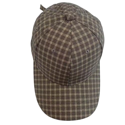 Unisex Plaid Baseball Cap Classic Checkered Cotton Dad Hat Retro Adjustable - color: Grey