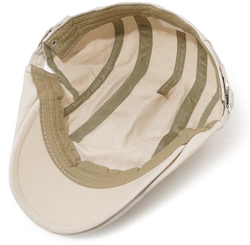 Newsboy Hats for Men Flat Cap Cotton Adjustable Breathable Irish Cabbie Ivy Driving Hunting Hat - color: Beige
