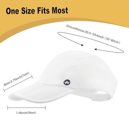 WANDER Sports Sun Visor Hat Mesh Foldable Brim for Men Women Running - color: S-white