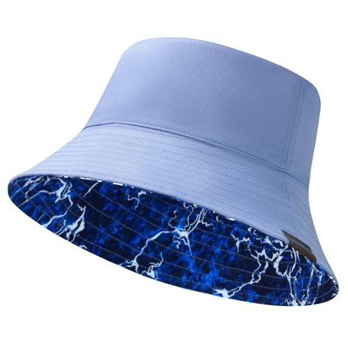 UPF 50+ Reversible Sun Hat - color: Airy Blue/Dark Blue Waves, size: Medium
