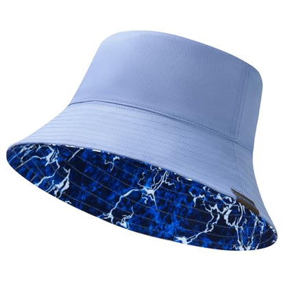 UPF 50+ Reversible Sun Hat - color: Airy Blue/Dark Blue Waves, size: Large