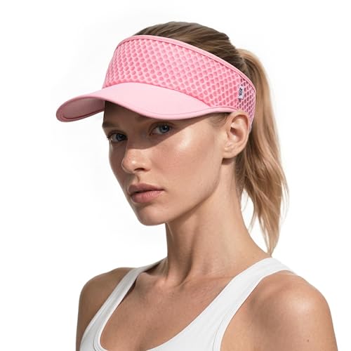 Breathable Mesh Sun Visor Lightweight Sport Hat for Men Women - color: Pink