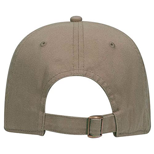 Ashen Fane 6 Panel Low Profile Garment Washed Superior Cotton Twill Dad Hat with Buckle - color: Dk. Khaki