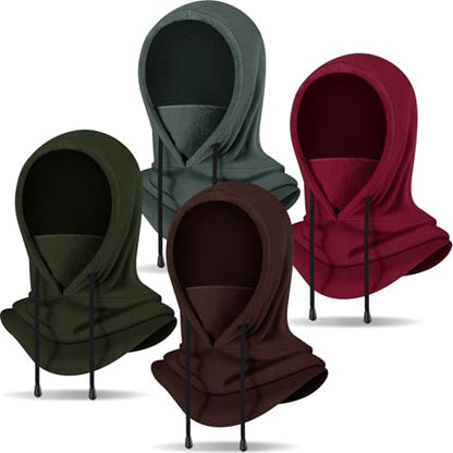 Eurzom 4 Pcs Winter Fleece Balaclava Face Mask - color: Coffee, Army Green, Wine Red, Gray