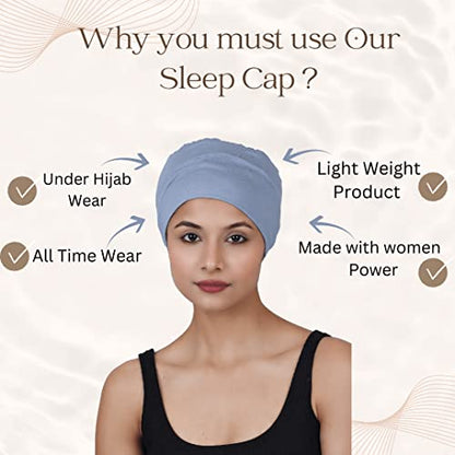 Chemo Hats Solid Sleep Cap Women's Bamboo Soft Headwear Cancer Cap Chemo Headwear Women - color: Faded Denim