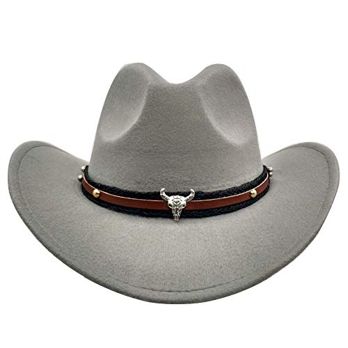Men & Women's Fur Felt Cowboy Hat Wide Brim Western Outback - color: Grey
