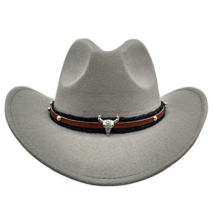 Men & Women's Fur Felt Cowboy Hat Wide Brim Western Outback - color: Grey