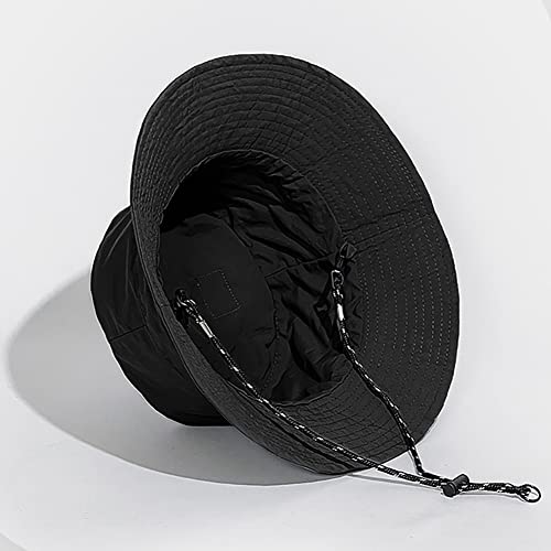 Waterproof Bucket Hat for Women and Men - UV Protection Beach Sun Hat Fishing Safari Boonie Hat Rain Hat Adjustable Packable - color: Black - Waterproof