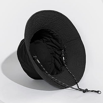 Waterproof Bucket Hat for Women and Men - UV Protection Beach Sun Hat Fishing Safari Boonie Hat Rain Hat Adjustable Packable - color: Black - Waterproof