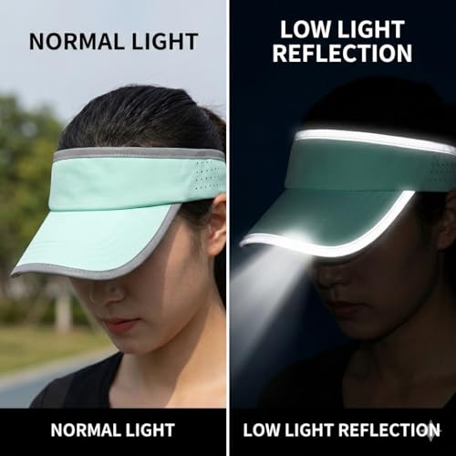 Reflective Brim Quick Dry Lightweight Visor Hat - color: Mint Green & Light Gray