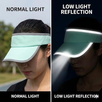 Reflective Brim Quick Dry Lightweight Visor Hat - color: Mint Green & Light Gray