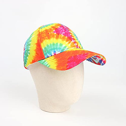 BEARUN Cotton Tie Dye Low Profile Cap Hiphop Baseball Cap Fashion Dad Hat - color: Multicolored D