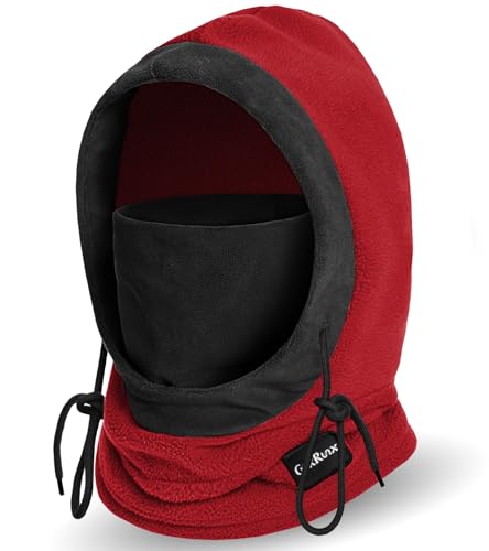 Balaclava Winter Face Mask Windproof Fleece Ski Mask Cold Weather Neck and Face Warmer for Men and Women - color: Red
