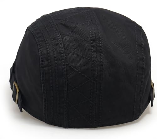 Initlove Mens Newsboy Cap Cotton Ivy Hat Beret Hats for Driving - color: A Black