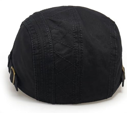 Initlove Mens Newsboy Cap Cotton Ivy Hat Beret Hats for Driving - color: A Black