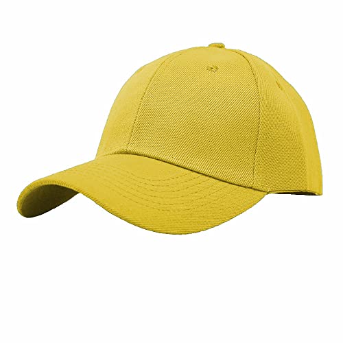 Glory Max Plain Baseball Cap Hook & Loop Strap Adjustable Solid Blank Curved Visor Hat - color: Yellow