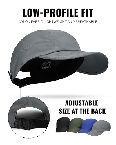 Croogo 5 Panel Running Hat Quick Dry Baseball Cap Sun UV Sports Outdoor Cap - color: Wbbc3-gray