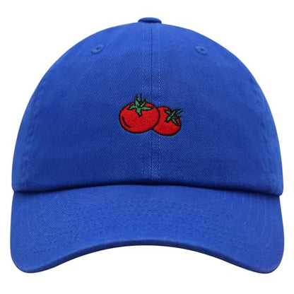JPAK Two Tomatoes Premium Dad Hat Embroidered Cotton Baseball Cap Vegetables Embroidery - color: Blue