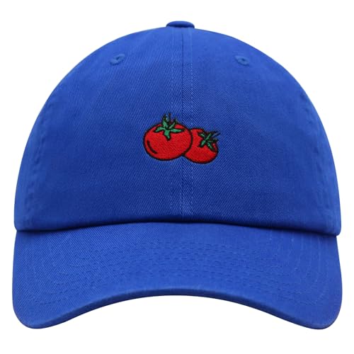 JPAK Two Tomatoes Premium Dad Hat Embroidered Cotton Baseball Cap Vegetables Embroidery - color: Blue