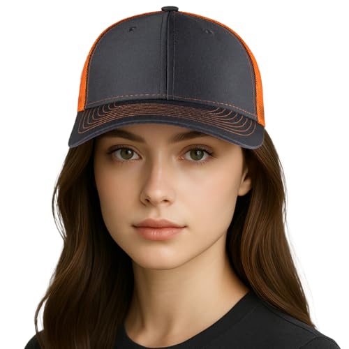 TOPTIE 6-Panel Baseball Cap, Adjustable Snapback Trucker Hat with Mesh - color: Brown/Khaki