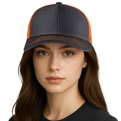 TOPTIE 6-Panel Baseball Cap, Adjustable Snapback Trucker Hat with Mesh - color: Black/Yellow