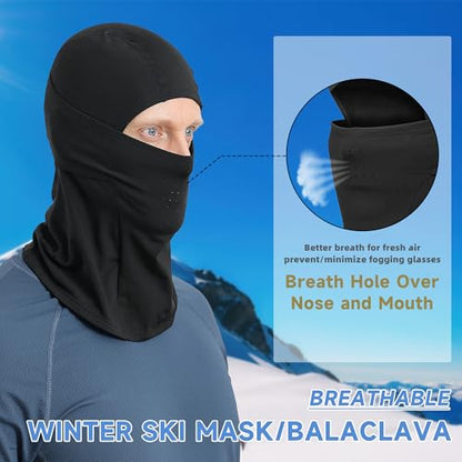 Winter Balaclava Ski Mask for Men Women Thermal Face Mask Breathable Face Cover for Cold Weather Motorcycle Snowboard - color: E1-black(breath Hole)