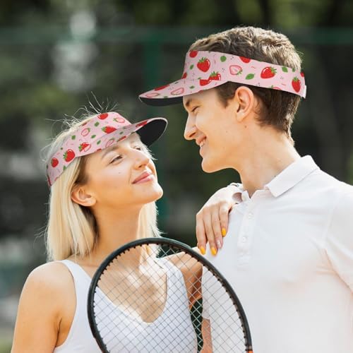Sun Visor Hats Adjustable Open Top Sport Hat for Golf Women/Men - color: Cut Strawberry
