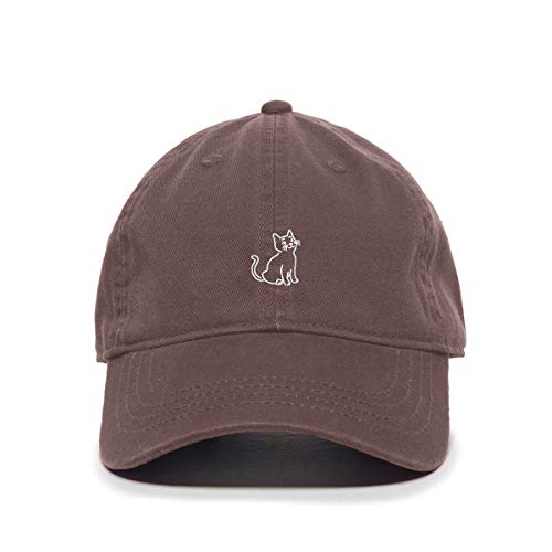 Cat Baseball Cap Embroidered Cotton Adjustable Dad Hat - color: Brown