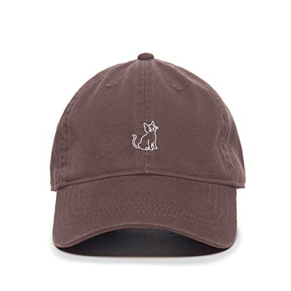Cat Baseball Cap Embroidered Cotton Adjustable Dad Hat - color: Brown