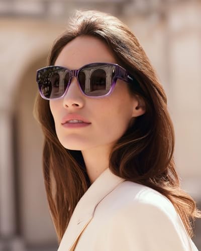 Meeloog Large Polarized Fit Over Glasses Sunglasses for Women Men MST0110 - color: P1 Gradient Purple Frame/Black Lens