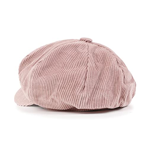 ililily Washed Cotton Newsboy Cabbie Cap Corduroy Duck Bill Flat Hunting Hat - color: Pink - New