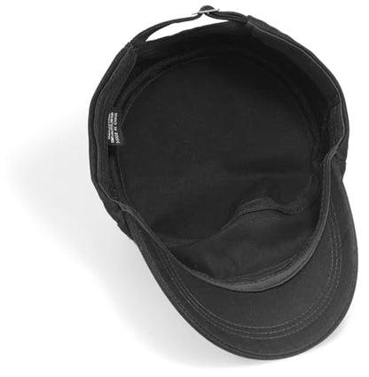 Unisex Cadet Army Cap Military Flat Top Hat for Men Women - color: Black