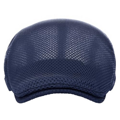 VOBOOM Men Mesh Newsboy Flat Cap Ivy Cabbie Newsboy Cap - color: Navy