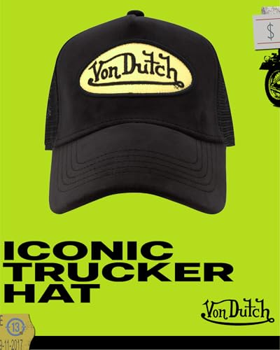 Von Dutch Unisex Velvet Trucker Hat, Curved Bill, Mesh Back, Snapback - color: Black