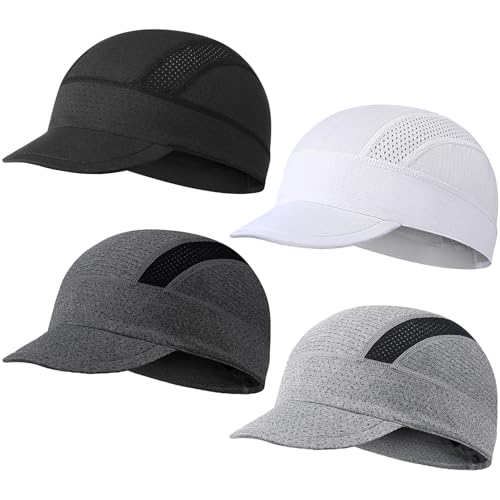 JenPen 4 Pcs Cooling Skull Cap for Men Women, Lightweight Mesh Helmet Liner Sun Protection Cycling Cap for Summer Motorcycle - color: Black, White, Light Gray, Dark Gray