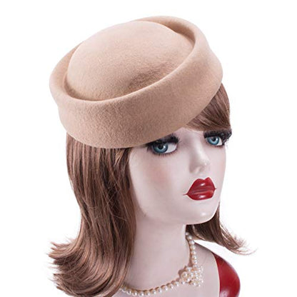 Lawliet Womens 100% Wool Felt Fascinator Hostess Pillbox Millinery Hat Base B028 - color: Camel