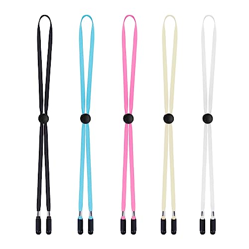 Sucrain 5 Pieces Adjustable Hat Strap Clips Hat Chin Cord for Golfing, Fishing, Boating - color: Multicoloured