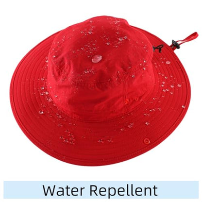 Connectyle Sun Hat for Men Women Outdoor UV Protection Safari Hat for Fishing Hiking Gardening Breathable Cowboy Hat UPF50 - color: Red
