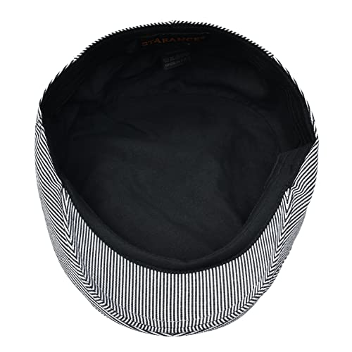 STARANCE Men Thin Cotton Gatsby Newsboy Cap - color: Black Stripe, size: 7 3/4