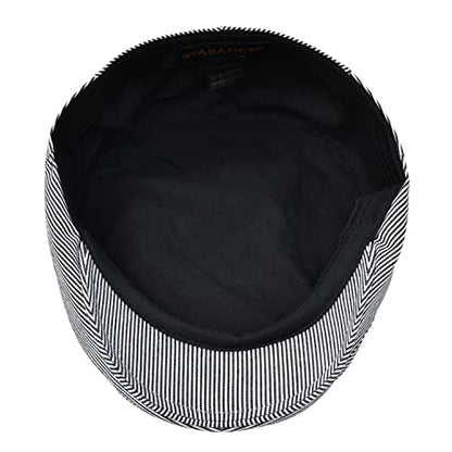 STARANCE Men Thin Cotton Gatsby Newsboy Cap - color: Black Stripe, size: 7 3/4