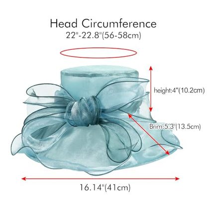2026 Derby Hats for Women Ladies, Classy Organza Sun Hat, Church Tea Party Wedding Kentucky Fascinator Hat - color: B2967-blue