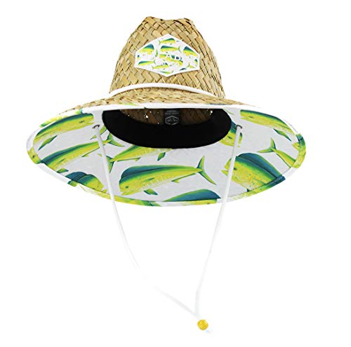 Malabar Hat Fabric Pattern Print Straw Sunhat Men & Women - color: Dolphin Fish