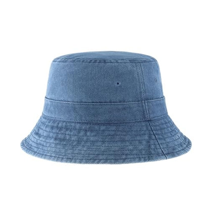 Hot Summer Bucket Hat - Trendy Cotton Sun Hat for Beach, Golf, Fishing - color: Blue Jean