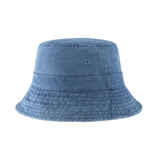 Hot Summer Bucket Hat - Trendy Cotton Sun Hat for Beach, Golf, Fishing - color: Blue Jean