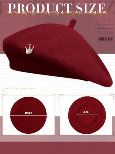 3 Pcs Beret Hats for Women - color: Burgundy